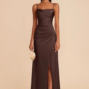 Lydia Dress, Matte Satin Espresso, Size Small